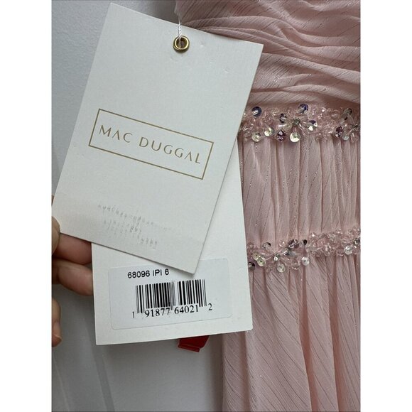 Mac Duggal Size 6 Pink 68096 Beaded Strapless Ruffle High Low Gown Dress New - Picture 10 of 11